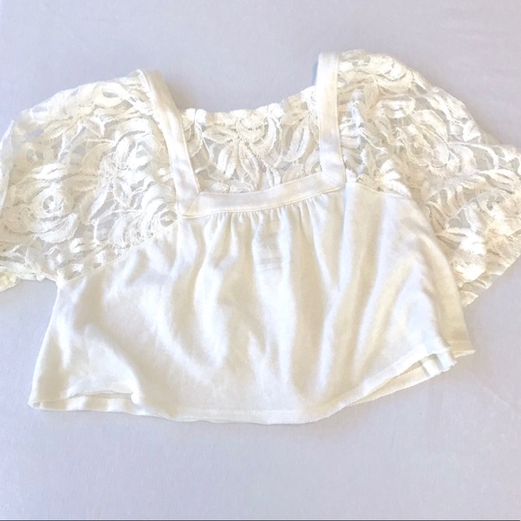 Free People White Lace Sweater Crop Top - Picture 5 of 7